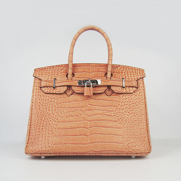 Replica Hermes Birkin 30CM Crocodile Veins Bag Orange 6088 On Sale